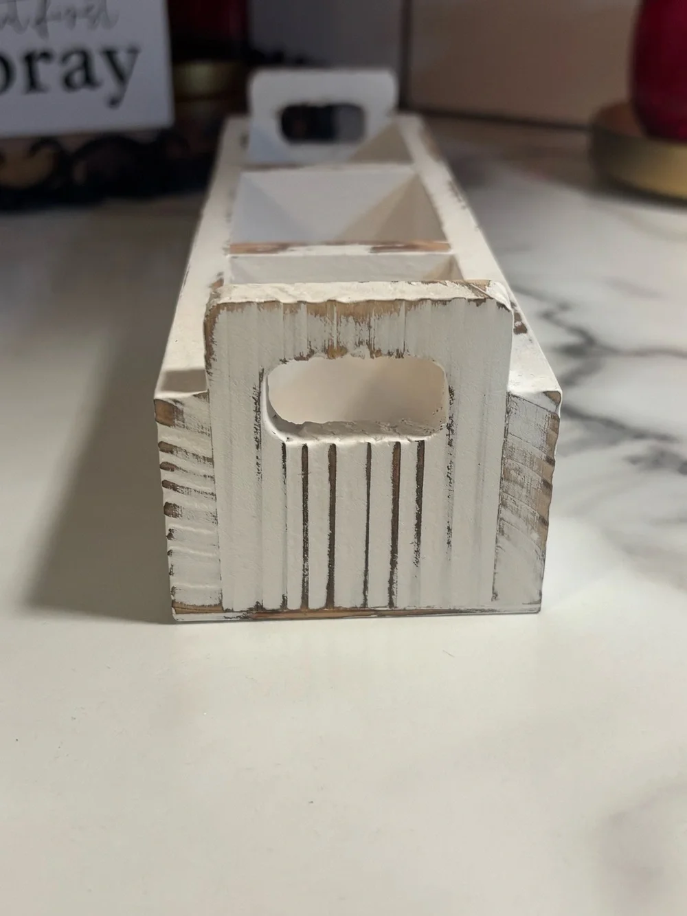 Shabby Chic Farmhouse Wooden Tea Bag Organizer (NWOT)